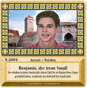 
                            Изображение
                                                                дополнения
                                                                «Die Siedler von Catan: Das Kartenspiel – Sonderkarte 2004 – Benjamin, der treue Vasall»
                        