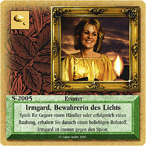 
                            Изображение
                                                                дополнения
                                                                «Die Siedler von Catan: Das Kartenspiel – Sonderkarte 2005 – Irmgard, Bewahrerin des Lichts»
                        