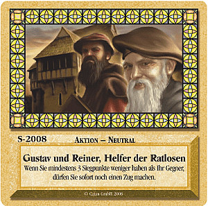 
                            Изображение
                                                                дополнения
                                                                «Die Siedler von Catan: Das Kartenspiel – Sonderkarte 2008 – Gustav und Reiner, Helfer der Ratlosen»
                        
