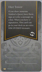 
                            Изображение
                                                                промо
                                                                «Maiden's Quest: Promo 3 – Dice Tower»
                        