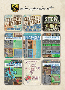 Mini-expansions for Sprawlopolis, Circle the Wagons, Stew and Tussie Mussie
