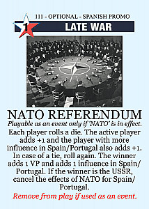 
                            Изображение
                                                                промо
                                                                «Twilight Struggle: "Referendum NATO" Promo Card»
                        